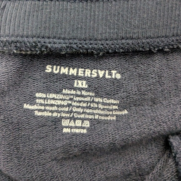 summersalt Pants - Summersalt Womens The Softest French Terry Tie Waist Pants 1X Blue Comfy Lounge